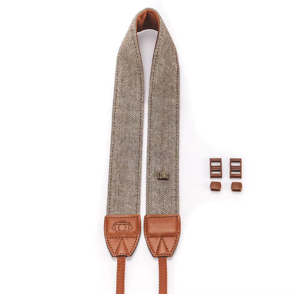Tweedový popruh hnědý neck strap