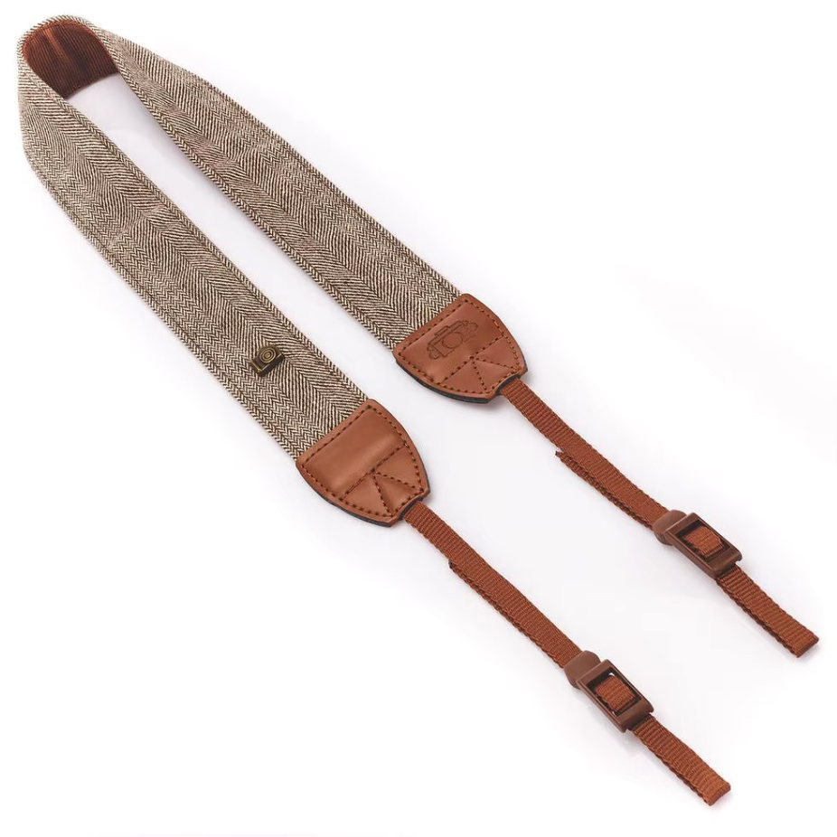 Tweedový popruh hnědý neck strap