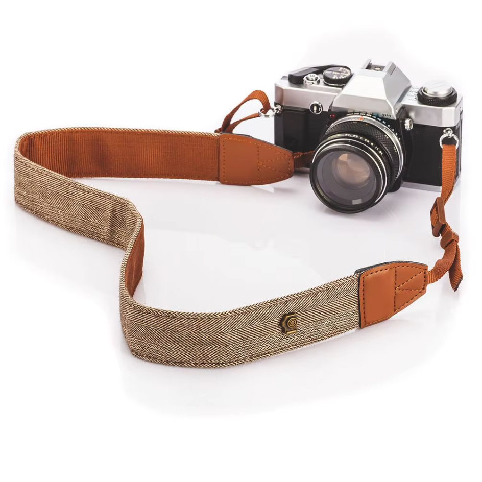 Tweedový popruh hnědý neck strap